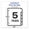 Avery Dennison Print-On Tab Divider, Pk5 11511